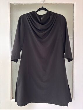 H by Halston Black Draped Cowl Neck Tunic
